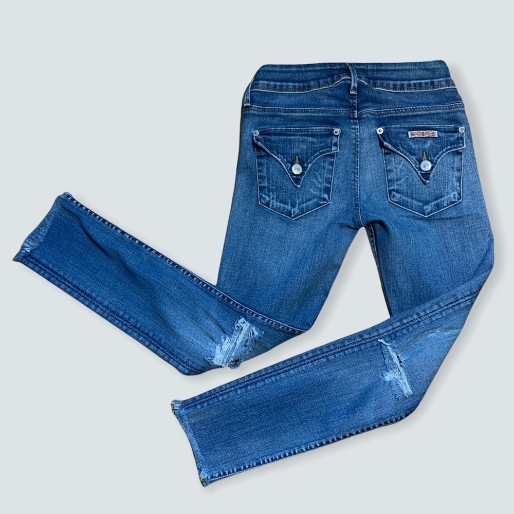 Hudson Womens Colin Midrise Skinny Rawhem Blue Jean Size 24 Made In Los Angeles View 6